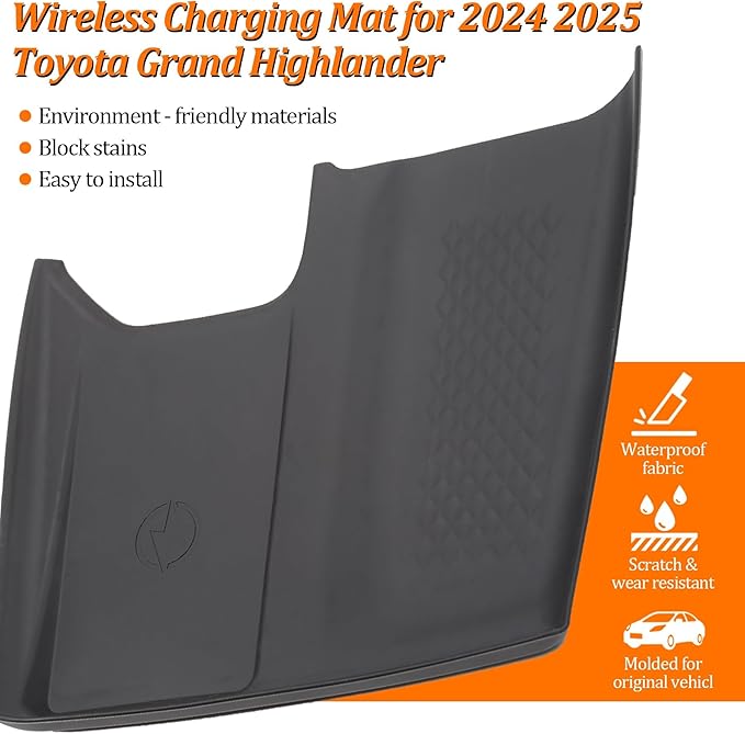 Wireless Charging Mat Compatible with 2024 2025 Toyota Grand Highlander, Non-Slip Silicone Protective Liner for Interior Accessories