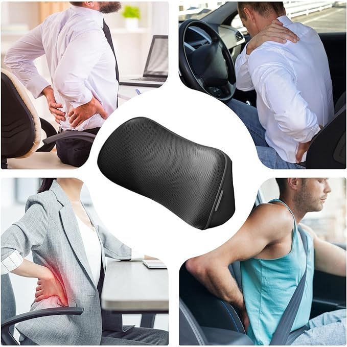 Lumbar Support Pillow, Non-Slip, 39.5x17.5x8.5cm, Ergonomic Back Cushion, Car Seat Pillow, Ergonomic Design, for Car, Chair, Driving, Seat, Office, Back, Support, Relief