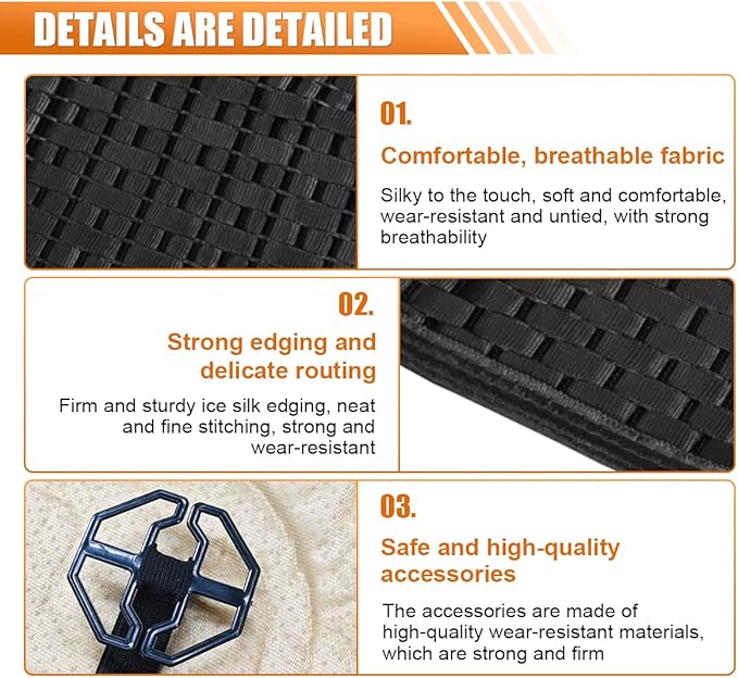 2PCS Ice Silk Car Seat Cushion, Breathable Cooling Anti-Slip Car Seat Protector Cushion with Storage Pocket, Universal Comfort Front Drivers Seat Cover Pad for Cars SUV Truck Interior (Black)