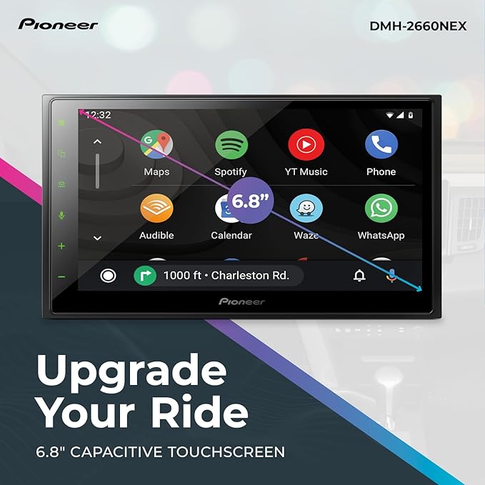 Pioneer DMH-2660NEX 6.8" Capacitive Touchscreen, Double Din – Wired Apple CarPlay & Android Auto, Amazon Alexa, Bluetooth, Backup Camera, FLAC, HD Radio, Hi-Volt RCA