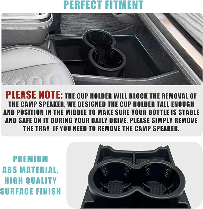 BestEvMod for Rivian R1T R1S Lower Center Console Organizer Tray Compatible with Rivian R1T R1S 2022 2023 2024 Fit 32oz Bottle Accessories(Black)