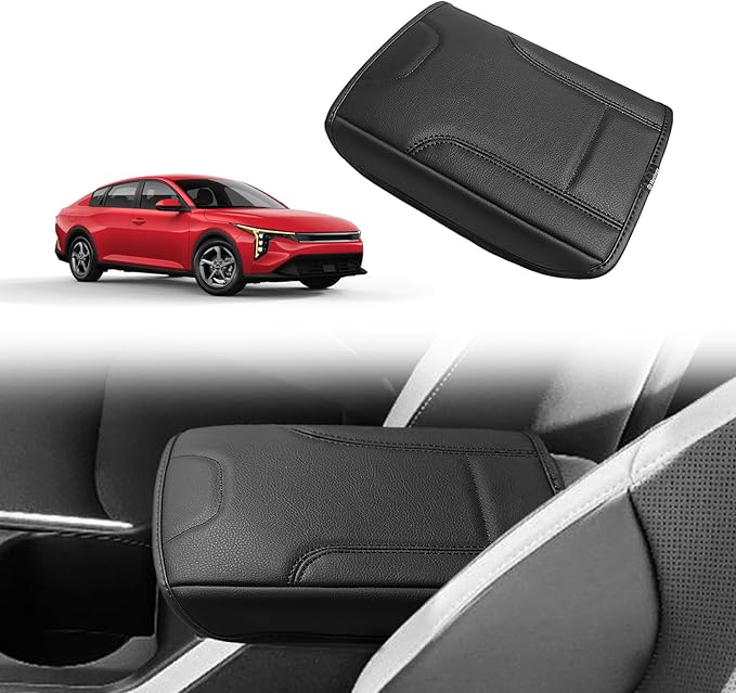 Muslogy Center Console Armrest Cover Compatible with Kia K4 2025 2026 Comfort Armrest Pad Arm Rest Cushion Vegan Leather Protector Regular Thick