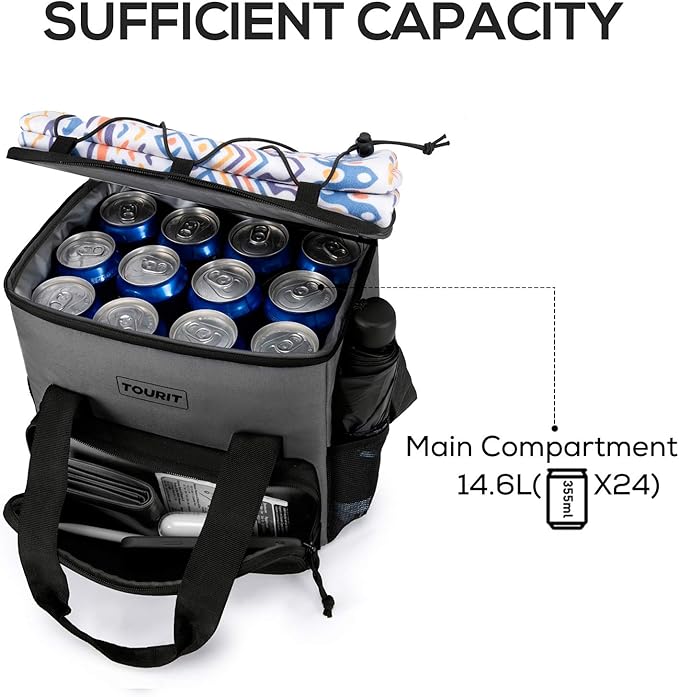 TOURIT Small Soft Cooler Bag Insulated, 24/35/46-Can Lunch Cooler Bag, Ice Chest, 14.6/24/32L Leakproof & Portable Coolers for Picnic, Beach, Camping, Work, Travel, Trip