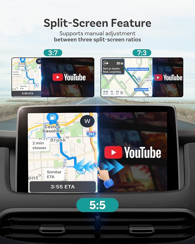 OTTOCAST Magic CarPlay Box 3-in-1 Wireless CarPlay Adapter for iPhone & Android Auto with YouTube Netflix TikTok+,Plug & Play,Auto Bluetooth Connection, Supports SIM & TF Card,App Download,E2