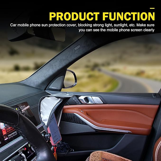 Car Dash Covers, Phone Umbrella, Anti-Glare Sunshade Umbrella Phone Holder, Universal for Most Cars (Black)