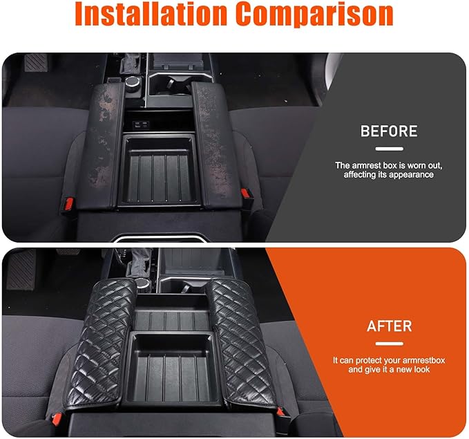TOYCIDFG Center Console Armrest Cover Cushion Pad Compatible with Toyota Tundra Sequoia 2022-2025, Waterproof Cushion Pad Car Accessories (Black)