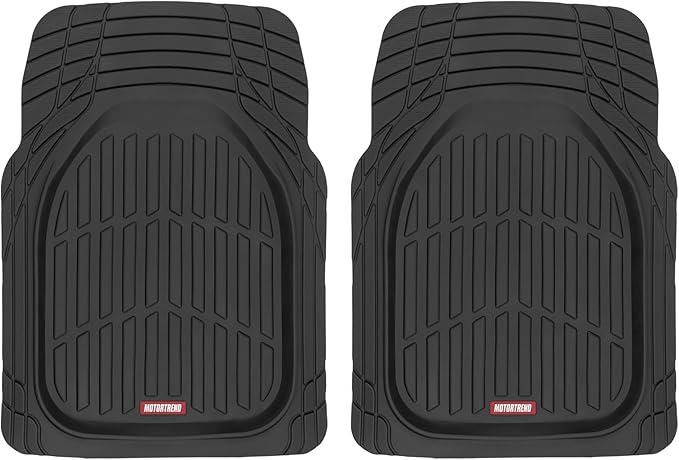 Motor Trend (2) Car Seat Covers for Front Seats with (2) Trimmable Car Floor Mats – Universal Fit Auto Accessories for Cars, Trucks, SUVs, Vans – Interior Protection and Vehicle Interior Shield Combo