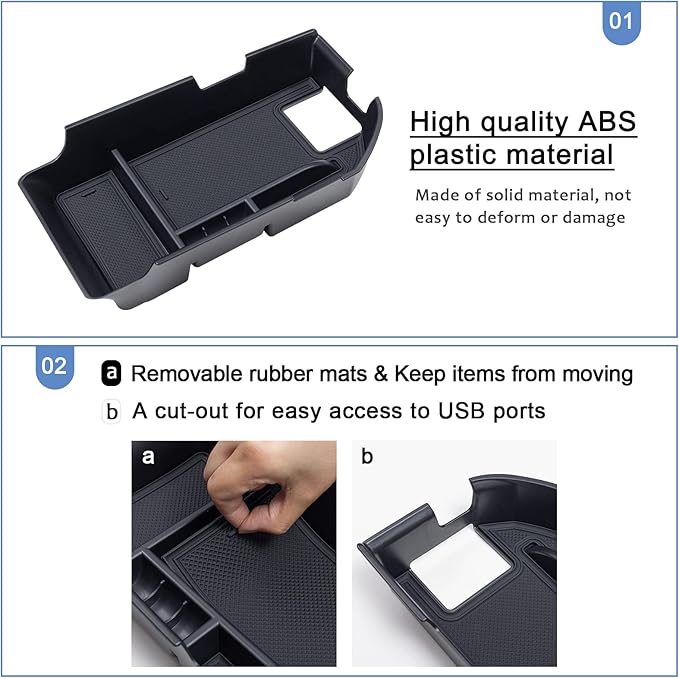 TOPINSTALL Center Console Tray Compatible with 2018-2024 Toyota Camry XLE XSE and 2020-2024 Camry LE SE with Dual USB Ports, Interior Accessories Armrest Console Organizer (Not for 2025)