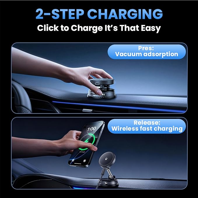 360° Adjustable Radio Magnetic Suction Phone Holder + MagSafe Car Mount for iPhone 17/16/15/14/13/12, Air Plus & More – Perfect for Cars, Kitchen, Bedroom, Gym
