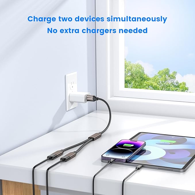 MOGOOD USB Splitter 1 in 2 Out,USB 3.0 Splitter Y Cable,Dual USB Port Extender Hub USB Male to Two Female Extension Cord Multi Port USB Extension Splitter Data Charging Split for Car,PC,TV,Laptop