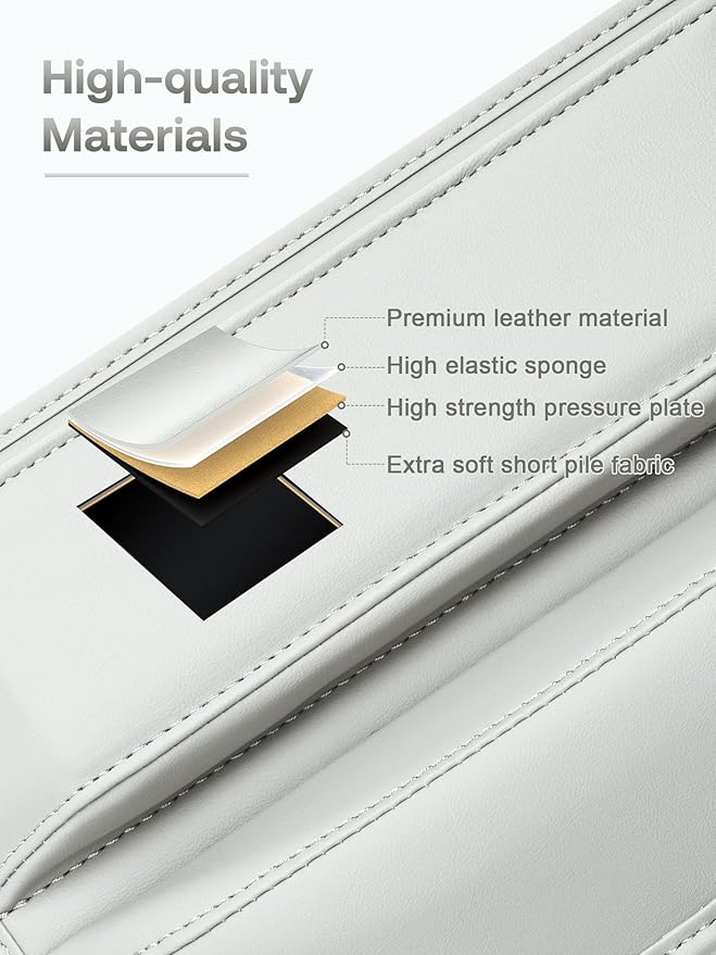 Premium Leather Car Seat Gap Filler Organizer (0.2”-1.2" Gaps), Clever Gifts for Car SUV Truck Owners (Beige, 2 Pack)