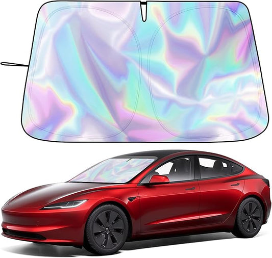 Car Windshield Sunshade for Tesla Model Y/3 - Folding Front Window Sun Shade Cover with Upgraded UV Protection Fabric, Professional Accessories for Tesla Model 3/Y 2016 to 2026 with a Storage Bag