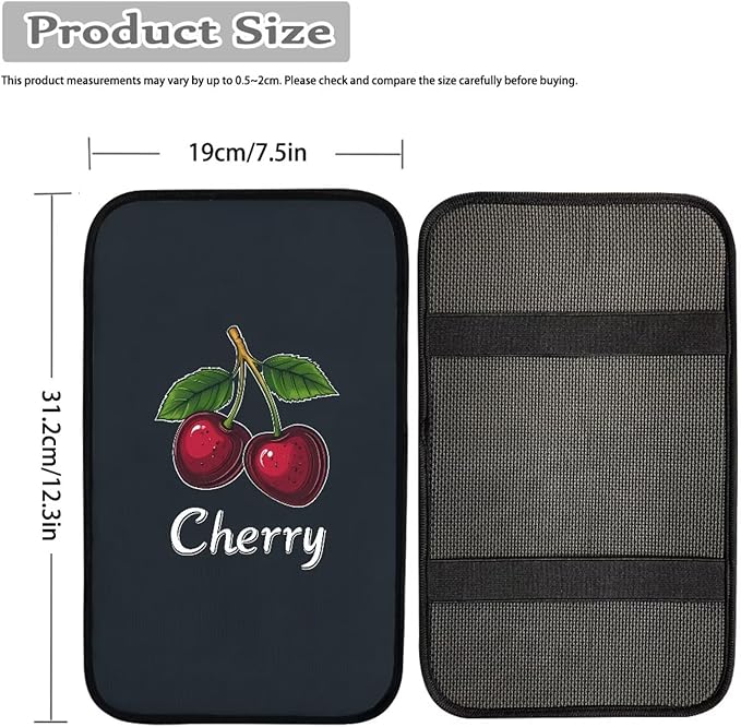 Dreaweet Car Center Console Cover Cute Cherry Car Accessories Arm Rest Cover Pad Comfort Anti-Scratch Middle Console Cover Universal Fits for SUV Trucks Sedan