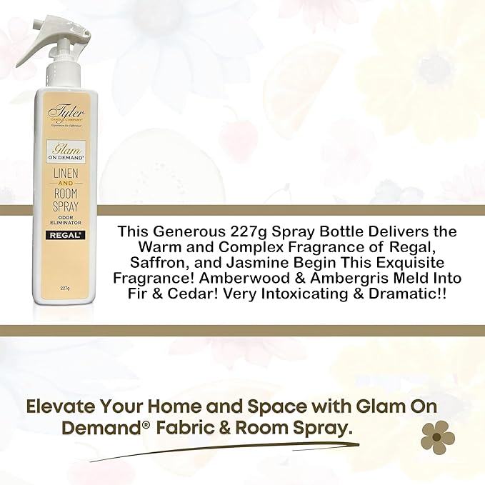 Tyler Glam on Demand - Regal Scent Linen and Room Spray 2 Pack - Air Freshener and Odor Eliminator Bundle with Stain Remover Pen - Laundry Bundle