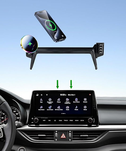 Car Phone Holder for Kia Forte 2022 2023 2024 Accessories Apply to 10.25 Inch Touchscreen 15W Fast Wireless Charger Screen Fixed Clip HandsFree Cell Phone Mount 360° Rotation