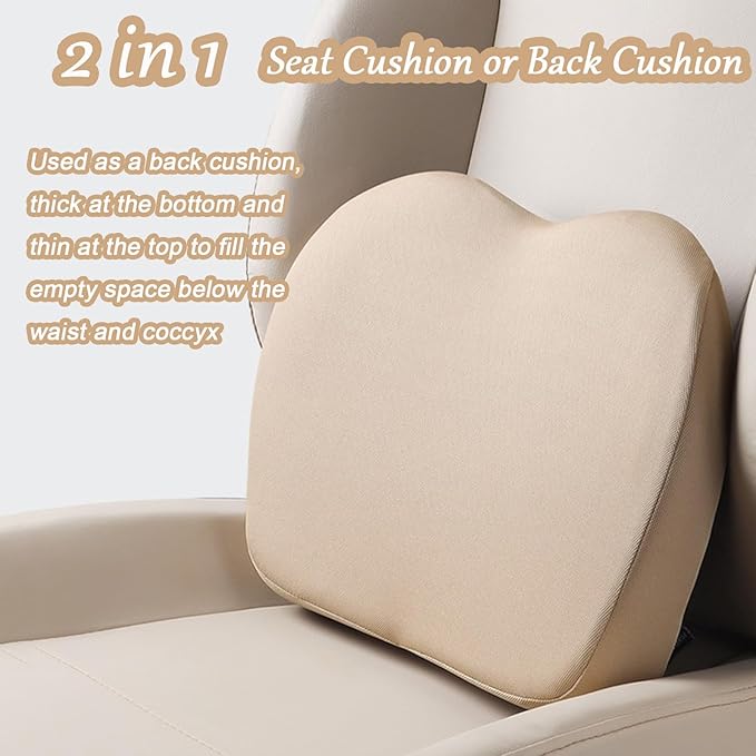 2 in 1 Wedge Car Cushions for Driving - Adult Booster Seat for Car to Raise Height - 3.5 Inches Memory Foam Driver Seat Cushion Lumbar Support for Car Truck Seat,Brown