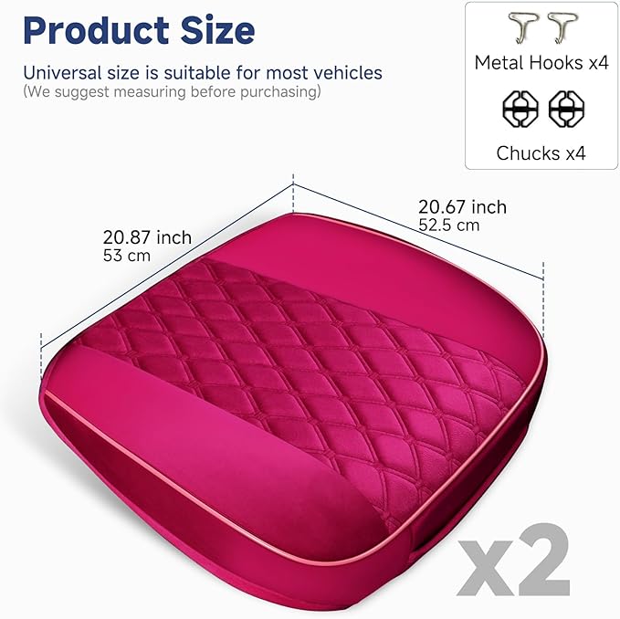 West Llama Front Car Seat Cover Protector, Comfortable Velvet Bottom Seat Cover Fits 95% of Vehicles,Cars,SUVs,Sedans,21.26 × 20.86 Inch(2PC-Pink)
