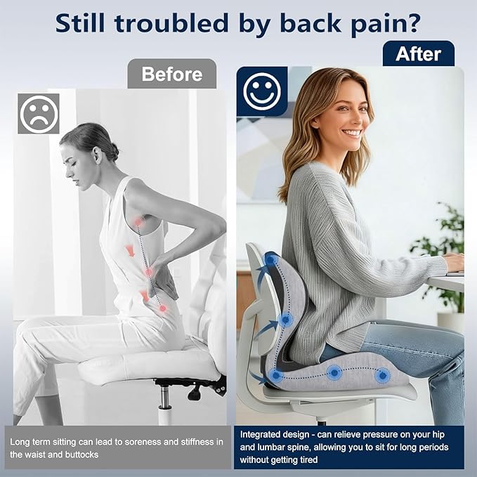 Car Seat Cushion for Long Driving, Office Chair Cushion, Memory Foam Seat Cushion Effectively Increase Height by 3.94 Inch, Car Seat Cushion for Back Pain Sciatica Tailbone Pain Relief.