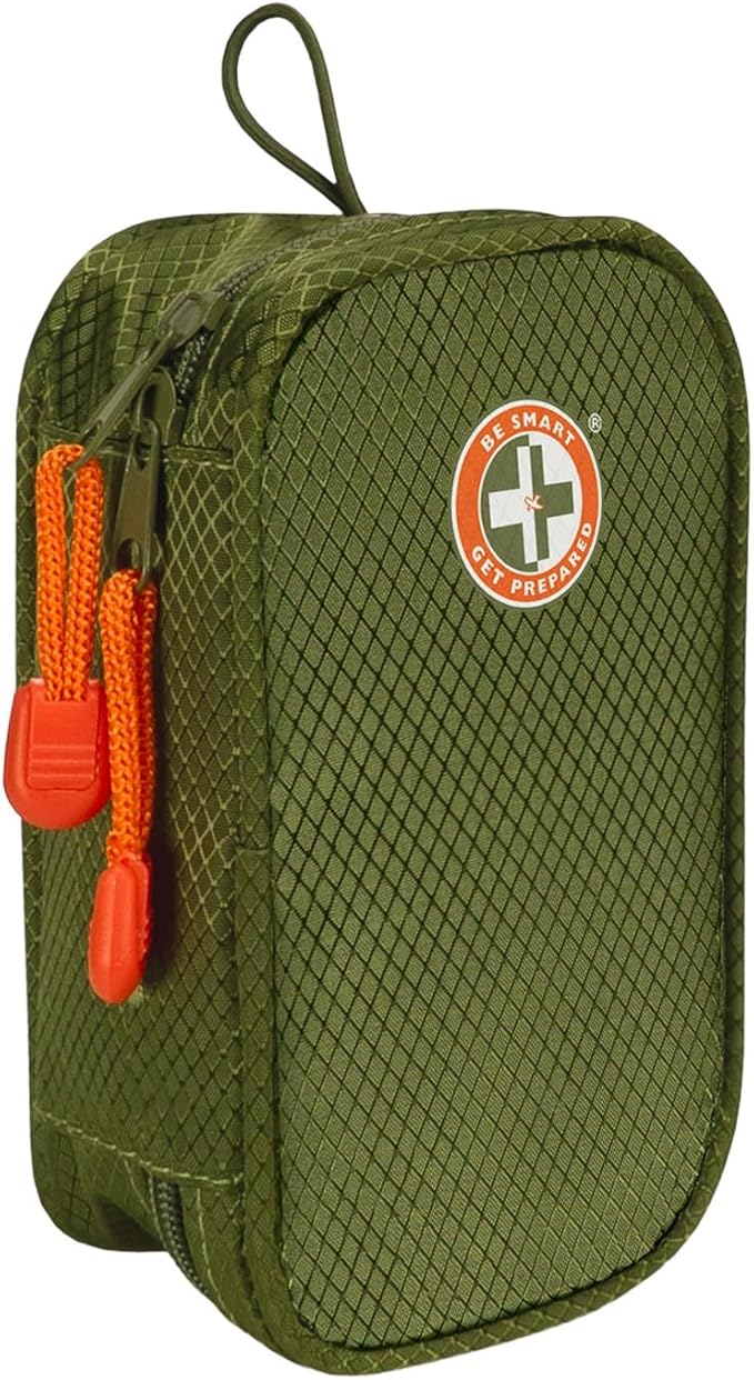 Be Smart Get Prepared's 125 Pieces Travel First aid kit, Carry-on Travel Essentials– PPE, Camping, Hiking, Road Trips, On-The-Go