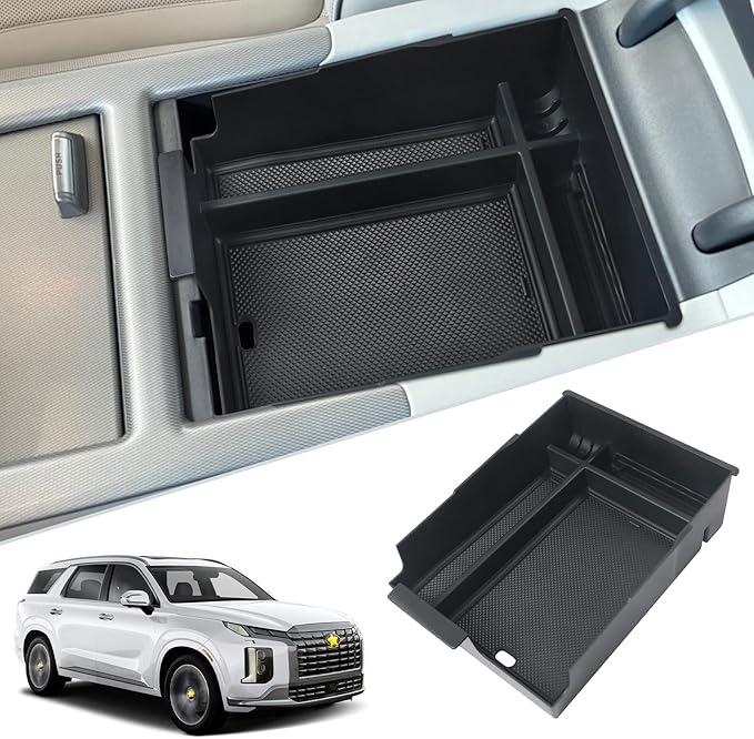 SKTU for 2023 2024 2025 Hyundai Palisade Center Console Organizer 2023 2024 2025 Palisade Center Console Tray 2023 2024 2025 Palisade Accessories Armrest Secondary Storage Box with Coin Holder (Black)
