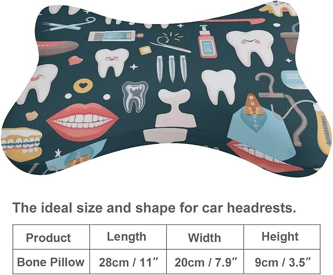 Office Neck Pillow, Compatible with Teeth Dental Seamless Pattern Head Chin Supporting Cushion for Sleeping, Nap, Rest, Memory Foam Airplane Pillow Car Pillow, and Machine Washable