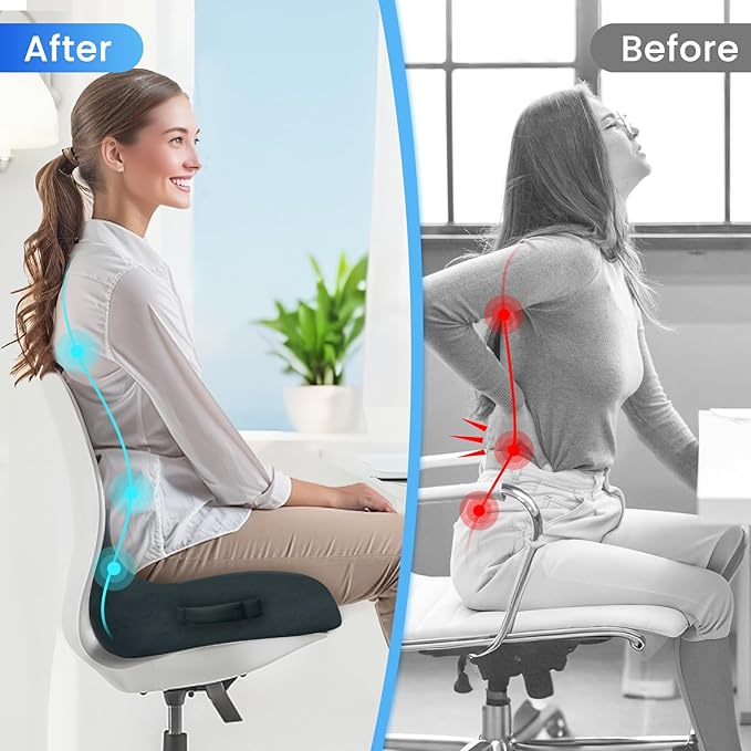 Seat Cushion, Memory Foam Office Chair Seat Cushion for Office Chairs/Car/Long Trip/Desk Chair/Gaming, X-Large Size for Sciatica & Hip & Tailbone Pain Relief, Sciatica Support (Deep Green)
