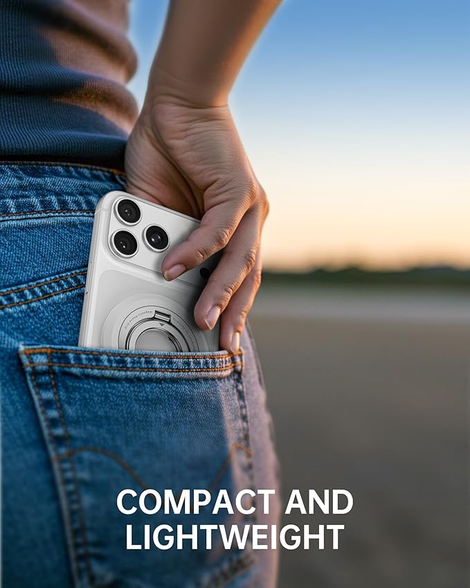 SYNCWIRE for MagSafe Ring Phone Holder, 360° Rotation Magnetic Cell Phone Grip Dual-Sided Magnets Phone Ring Kickstand Compatible with iPhone 17 16 15 14 13 12 Pro Max MagSafe, Android, Samsung etc.