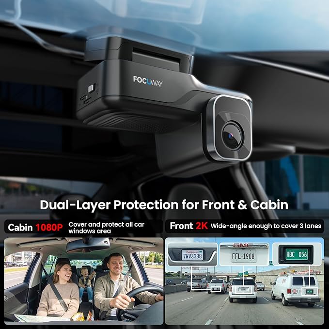 4G LTE Dash Cam with Live View, 2K+1080P Front Inside Anti-Theft Car Camera Live Streaming, Instant Alert via App, Cloud & SD Storage, IR Night Vision, No Screen, 24/7 Parking Mode, GPS, OBD
