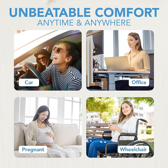 Car Seat Cushion, Comfort Memory Foam Car Cushions for Driving (Black)