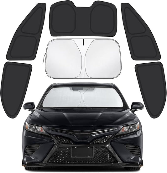 Car Window Shades for Toyota Camry 2018-2024 Accessories - Full Set 6PCS Side Window Sunshades with Memory Frame & Blackout Fabric, Privacy UV Shield for Camping/Travel
