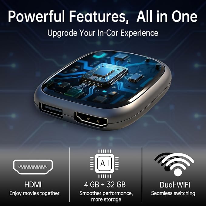 Magic Box 3.0 Max 2026 Upgrade - 32G Car Streaming Device with Netflix, YouTube, Disney+, Wireless Apple CarPlay & Android Auto Adapter, Support HDMI Output & USB Drive, for OEM Wired CarPlay Cars