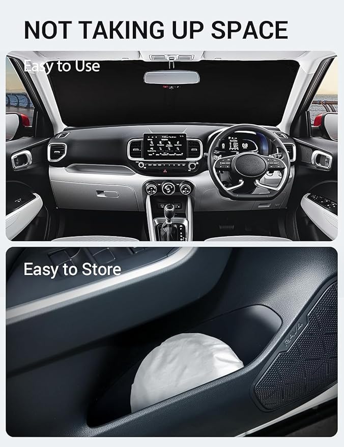 Proadsy Windshield Sun Shade Custom Fit 2020-2023 2024 2025 2026 Hyundai Venue Foldable Front Sunshade Protector Sun Visor Blocks UV Rays Keep Car Cooler