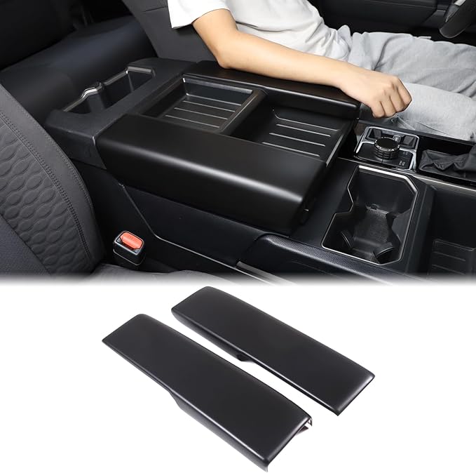 Car Center Console Armrest Protector Cover Compatible with Toyota Tundra 2022+ & Sequoia 2023+, Central Armrest Seat Storage Box Cover Cushion Lid Protector Pad Waterproof Anti-Scratch ABS Accessories
