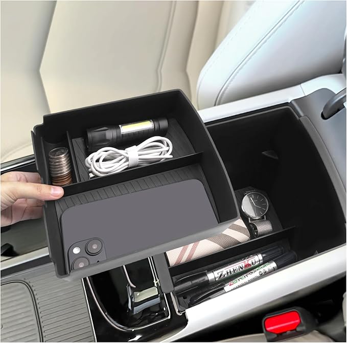 SXCY 2PCS for 2025 2026 Hyundai Tucson Center Console Organizer for Hyundai Tucson (Limited) Accessories 2025 2026 Tucson Limited Console Tray 2025 2026 Tucson Console Organizer(Double-Deck Design)