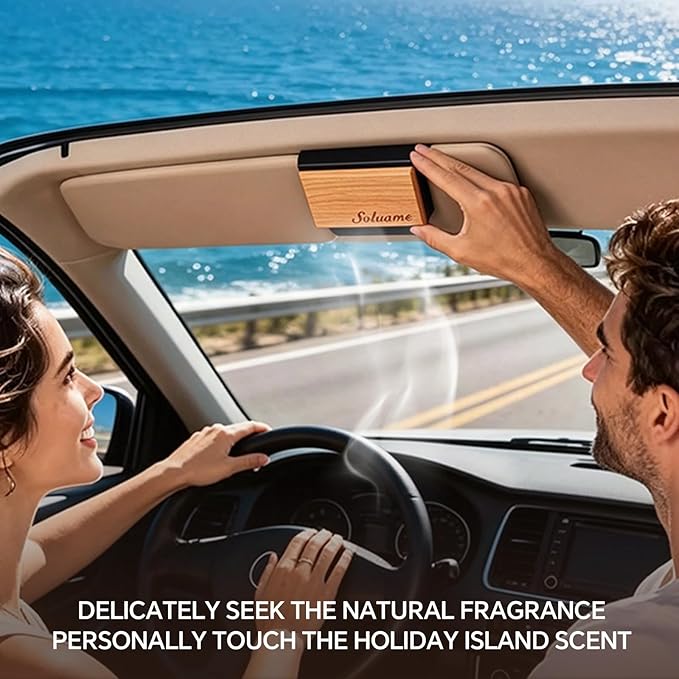 Car Air Freshener, Natural Wood Air Freshener Long Lasting, Car Air Freshener Diffuser with Metal Clip, Car Odor Eliminator, Magnetic Auto Accessories Amber