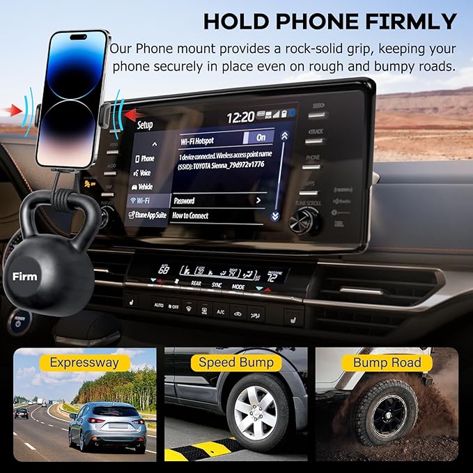 Car Phone Holder Fit for Toyota Sienna 2021 2022 2023 2024 w/DashTray Storge Box Organizer-Cell Phone Mount for Sienna Accessories 9 inch Touch Screen 360 Degree Rotation (Not fit Sienna 2025)