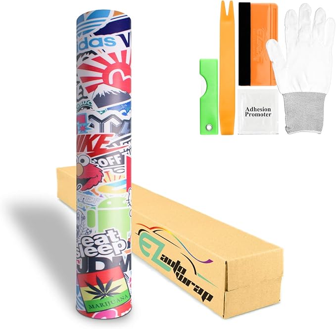 Free Tool Kit EZAUTOWRAP ES Bomber Hellaflush Anime Cartoon Car Vinyl Wrap Sticker Decal Air Release - 60"X480" (5FT X 40FT)
