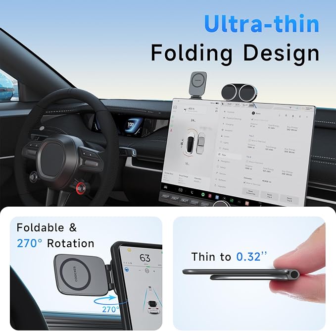 Magnetic Phone Holder for Car, MagSafe Car Mount with Dual Side Strong Magnets,Ultrathin Adjustable Cell Phone Holder, Car Accessories for Women Men, Fit for All Phone, Dashboard, Laptop, Gym