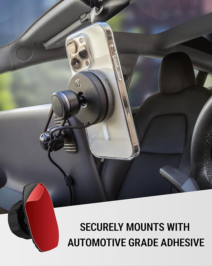 Scosche Qi2 MagSafe Car Mount Charger, 15W Wireless Magnetic Phone Holder for Car Dash, Vent & Tesla Display, Secure Grip, 4ft Cable, Fast Charging Compatible with MagSafe iPhone & Samsung Galaxy S25