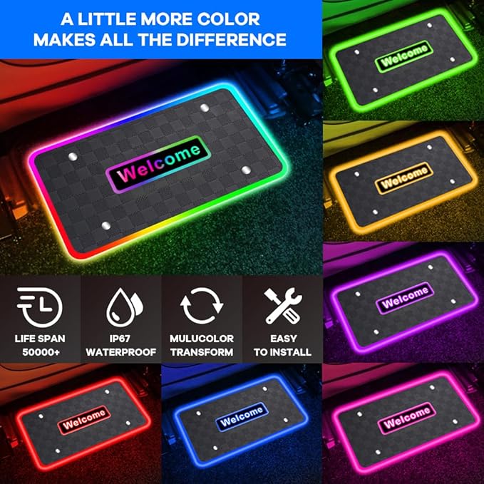 Car LED Lights for Floor Mats, Interior Car LED Strip Lights with App Control, Luminous Ambient Neon Lighting Kits, Universal Automotive Floor Mats (Plaid - USB, 4)