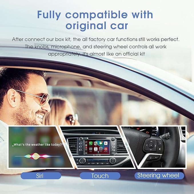 Wireless Carplay Android Auto Adapter for Toyota with Entune2.0 2014-2019, OEM Screen Upgrade Decoder Box muItimedia Interface Retrofit Kit for Toyota Corolla,Tacoma, Camry,Avalon Prius, Sienna