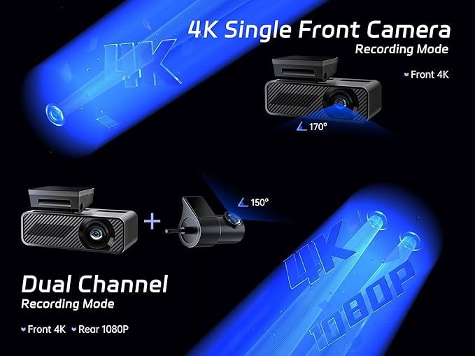 Pelsee P1 Duo 4K Dash Cam Front and Rear, 64GB SD Card, 4K+1080P Dual Dash Camera for Cars, Wi-Fi & App Control, 1.5’’IPS Display Car Camera, Voice Control, Night Vision, 24H Parking Mode, G-Sensor