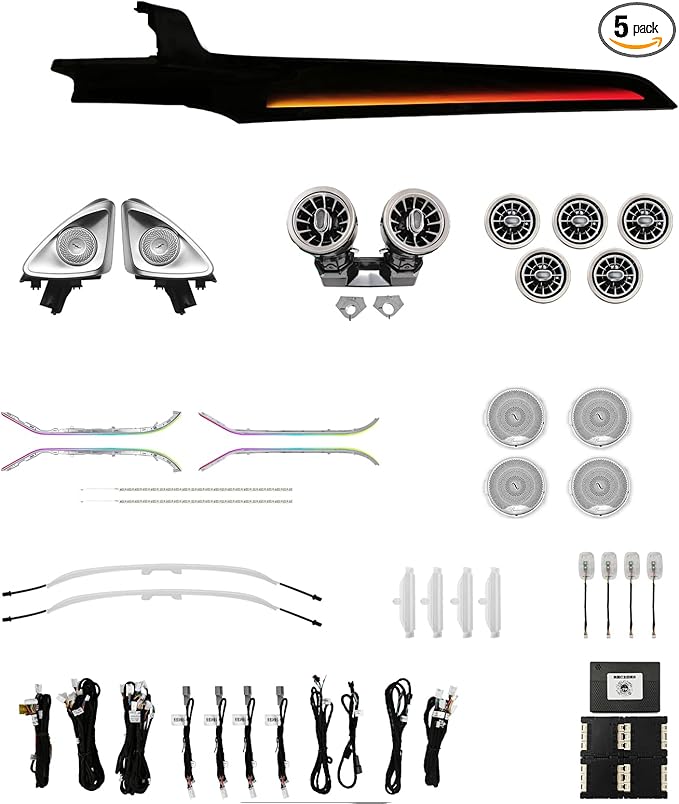 LED Interior Ambient Lighting Kit for Mercedes Benz C Class W205 2015-2021 RGB Multi-Color Interior Light (Dynamic 7 Set)