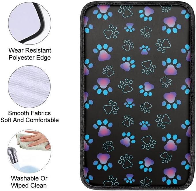 UNICEU Purple Dog Paws Auto Center Console Armrest Pads for Dog Owner,Anti Slip Easy to Install Automotive Armrest Cushion Scratch Proof Auto Seat Box Cover Protector