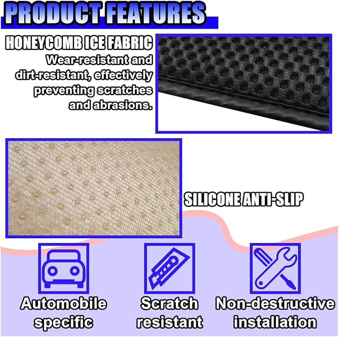 Car Center Console Cover, Cooling Auto Armrest Cushion Pad with 2 Storage Bags, Breathable Elbow Pillow Middle Console Protector, Universal Vehicle Interior Accessories (Black)