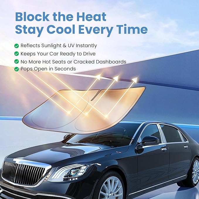 Windshield Sun Shade for Chevrolet Trax 2024 2025 2026 – Custom Fit Sun Shield with Mirror Cut‑Out, Blocks Heat & UV, Foldable with Storage Pouch - Chevrolet Trax Windshield Sunshade