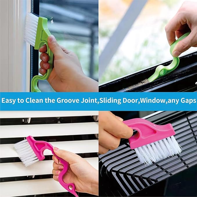 Window Groove Cleaning Brush, Window or Sliding Door Track Cleaner for Sliding Door, Sill, Tile Lines, Shutter, Car Vents, Keyboard (14Piece)