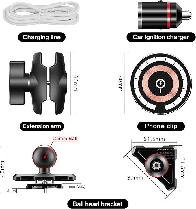 EASEORD Magnetic Wireless Charger Vent Phone Mount for 2015-2020 Ford F-150, 2017-2021 Super Duty, 2018-2021 Expedition,15W Fast Charging for Magsafe F150 Phone Holder for iPhone All Smartphone