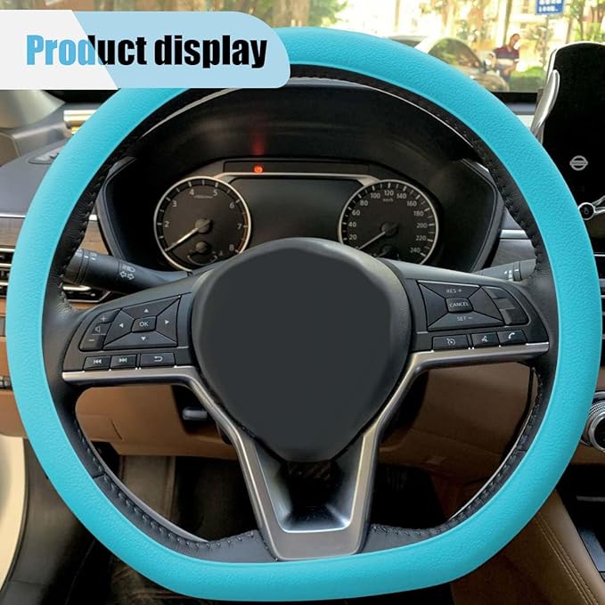 3PCS Silicone Car Steering Wheel Cover Set - Includes Car Handbrake Cover & Gear Shift Cover & Anti-Slip Steering Wheel Protector, Universal Auto Interior Decoration for Most Cars (Blue)