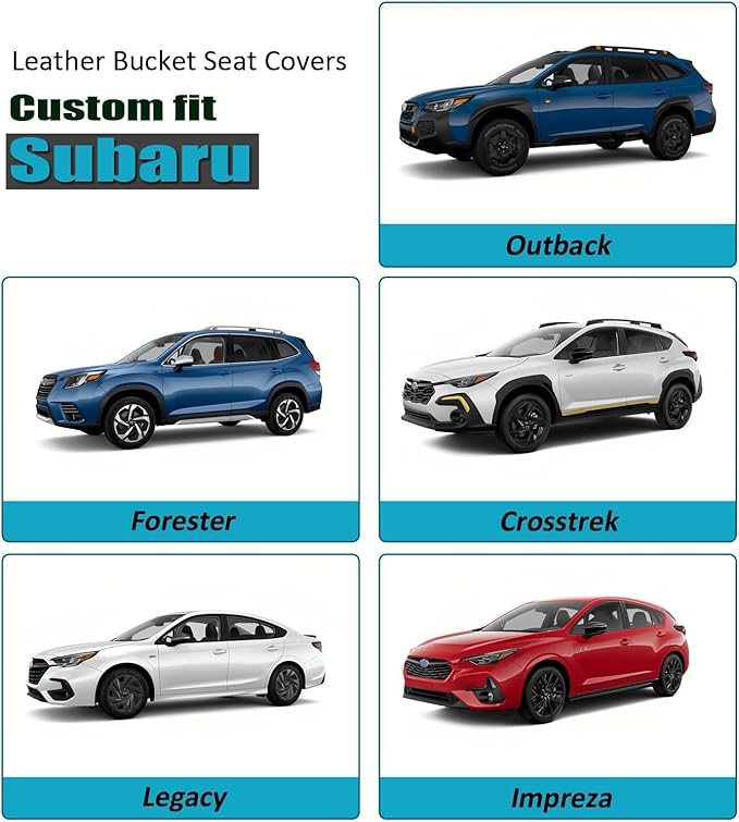 GIANT PANDA Fit Outback Forester Crosstrek Legacy Impreza Front Car Seat Cover, 3D Air Mesh Breathable Seat Protector（Black+Blue 2-Pack